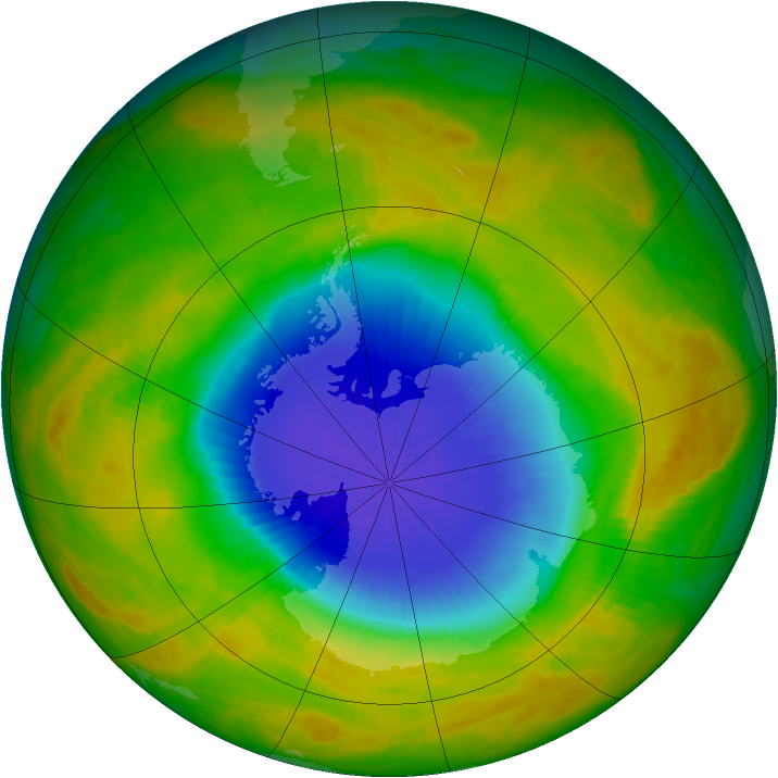 Antarctic ozone map for 19 October 2002
